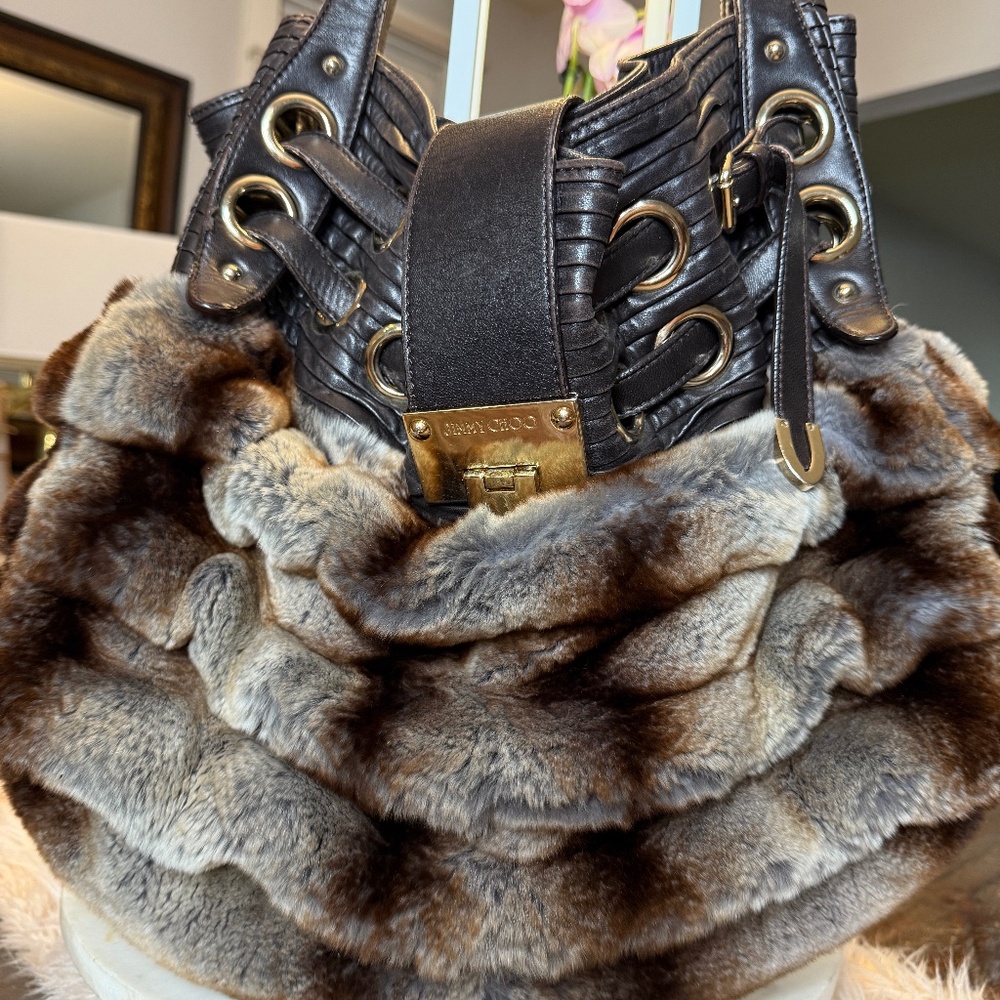 Jimmy Choo fur handbag